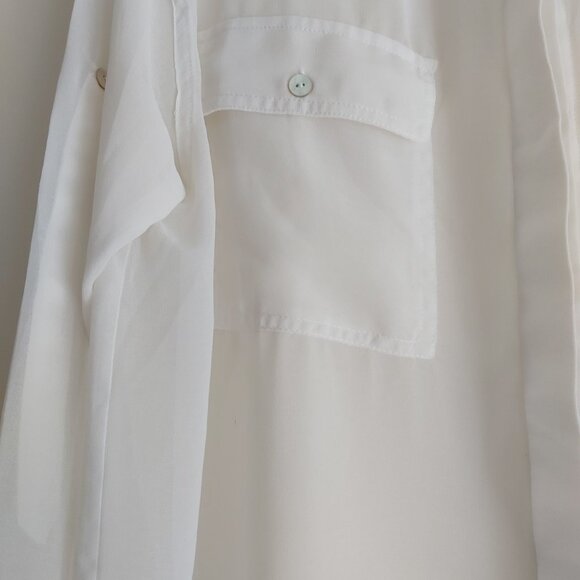 BLOUSE - COTTON CANDY LABEL - WHITE - NEW - SIZE LARGE. VERY DRESSY - Picture 7 of 7